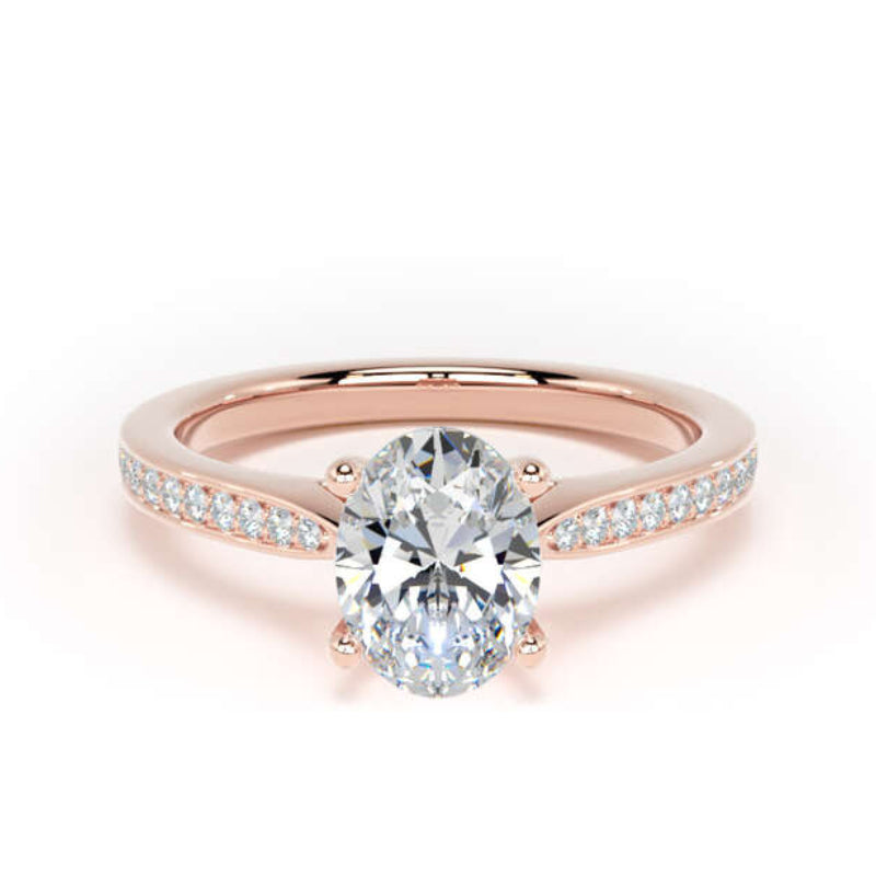 Oval Shoulder Set Ring, Pinched | OSG02