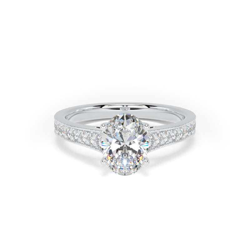 Oval Shoulder Set Platinum Ring, Tapered | OSM01 LGO