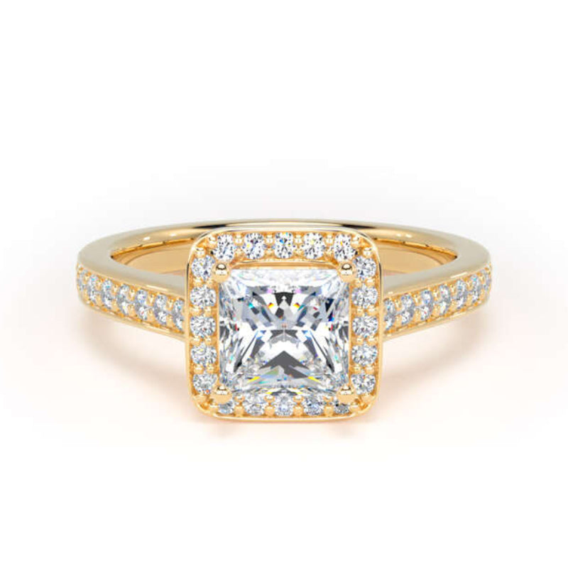 Princess Diamond Engagement Ring, Diamond Set Prong Halo | PHG01