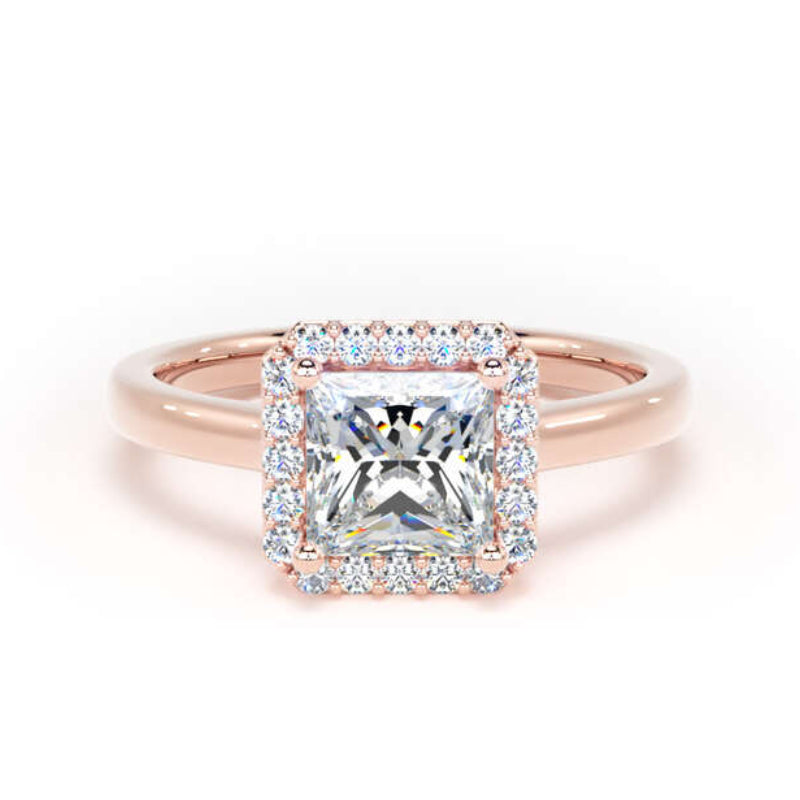 Princess Diamond Engagement Ring Plain Shoulder Halo | PHP01