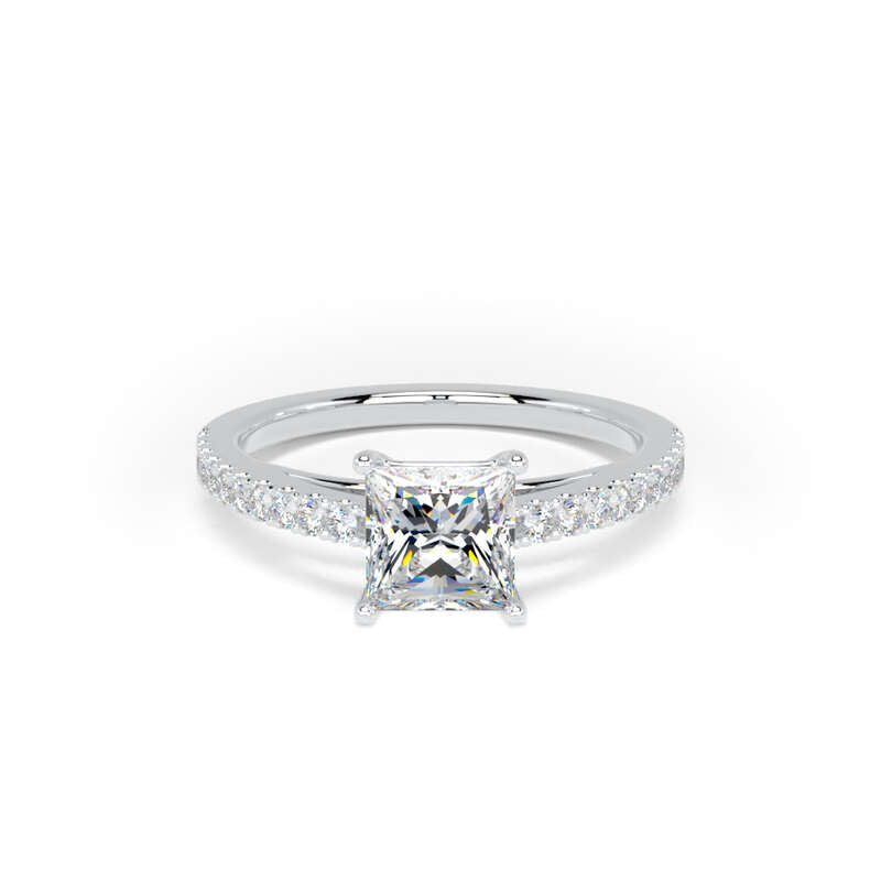 Princess Shoulder Set Platinum Ring, Scallop | PSW01 LGS