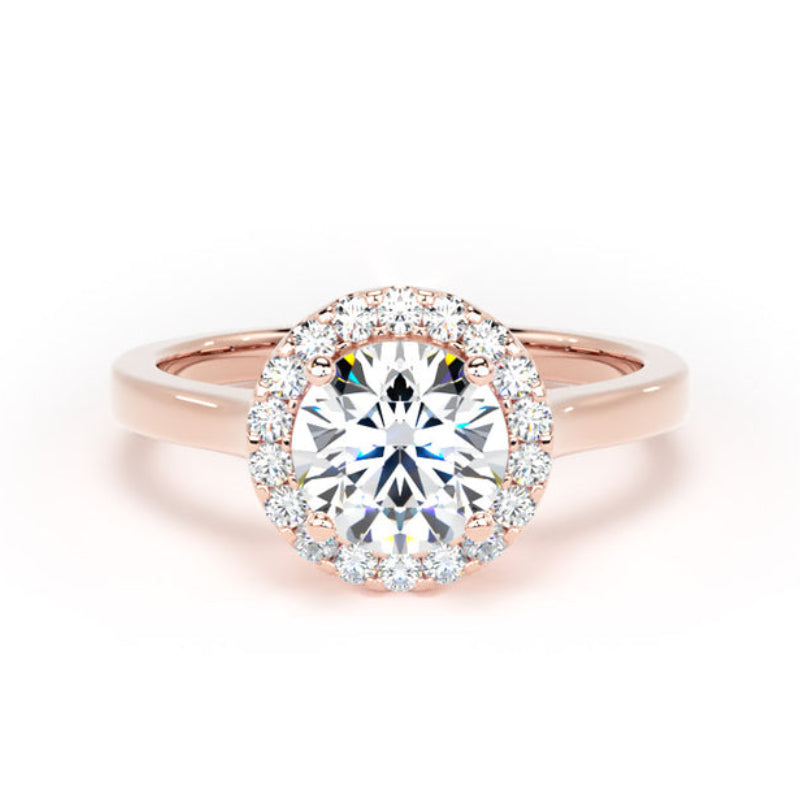 Round Diamond Engagement Ring, Plain Shoulder Halo | RHP01