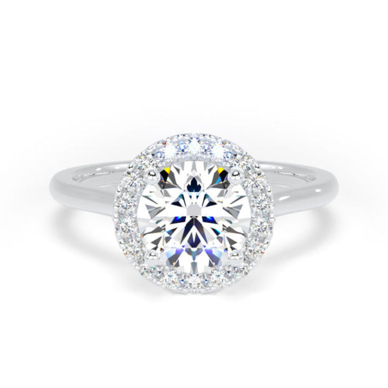 Round Diamond Engagement Ring, Plain Shoulder Peekaboo Halo | RHP03