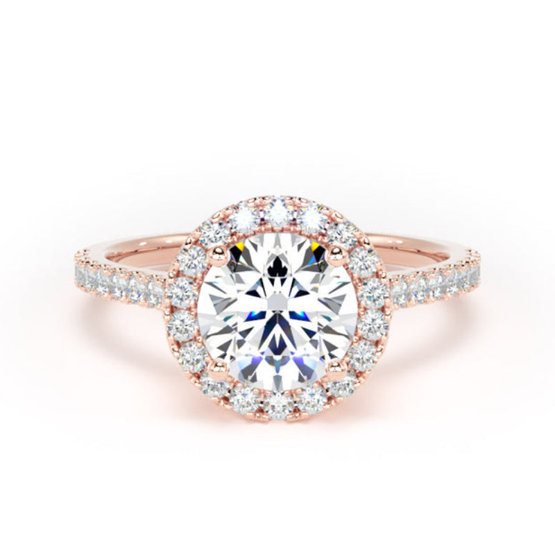 Round Diamond Engagement Ring, Peekaboo Shoulder Set Halo | RHW03