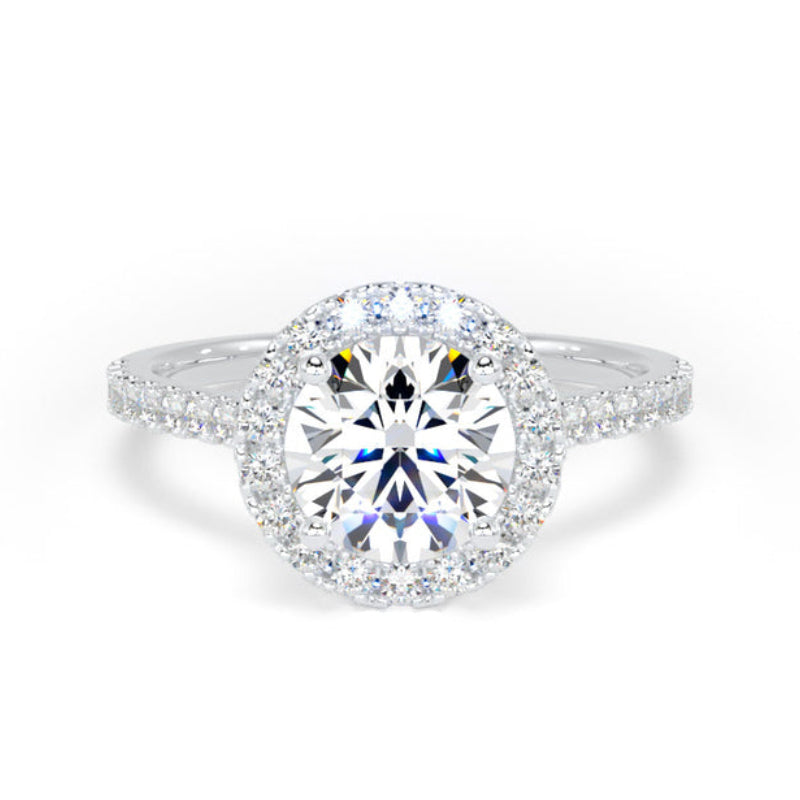 Round Diamond Engagement Ring, Peekaboo Shoulder Set Halo | RHW03
