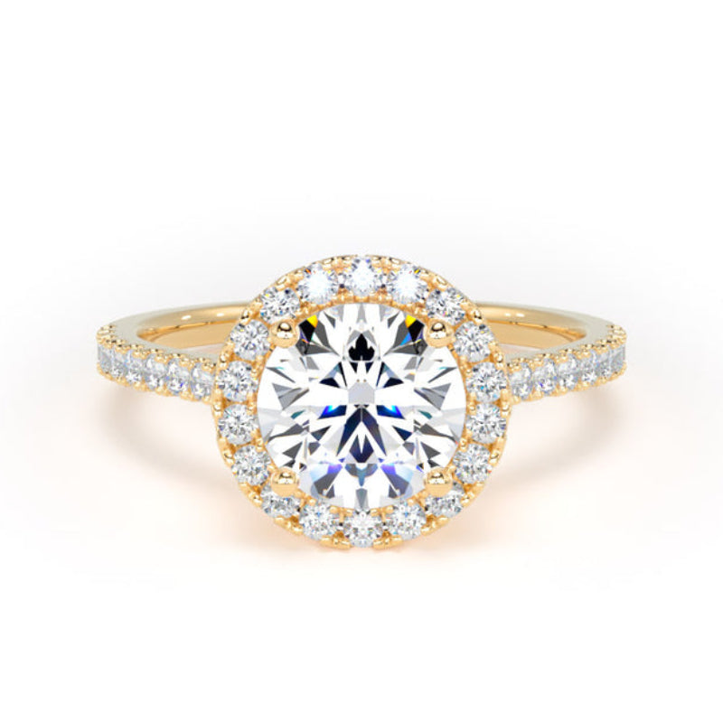 Round Diamond Engagement Ring, Peekaboo Shoulder Set Halo | RHW03