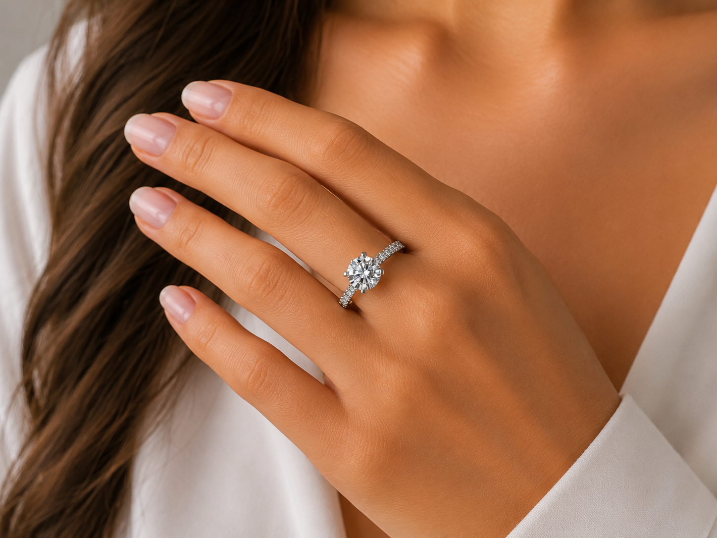 Round Cut Diamond Engagement Ring, Micro Shoulder Set Peg Head | RX5280
