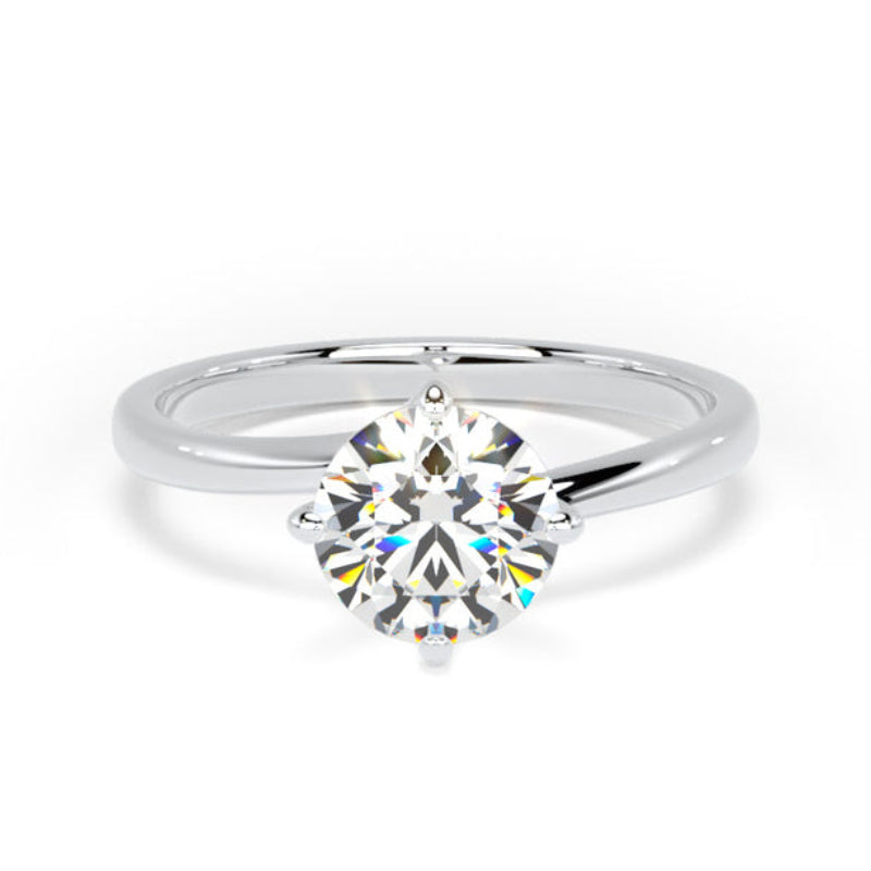 Round Diamond Engagement Ring, Bypass Solitaire | RPP01