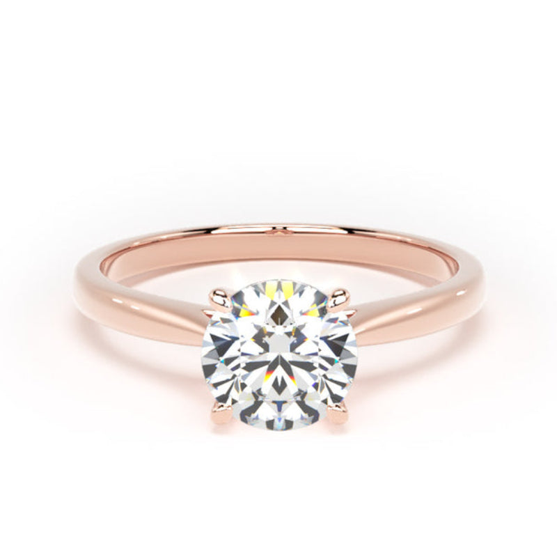 Round Diamond Engagement Ring, Lotus Cathedral Solitaire | RPP02