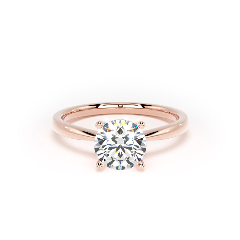 Round Diamond Rose Gold Engagement Ring, Raised Open Gallery Solitaire | RPP03-25