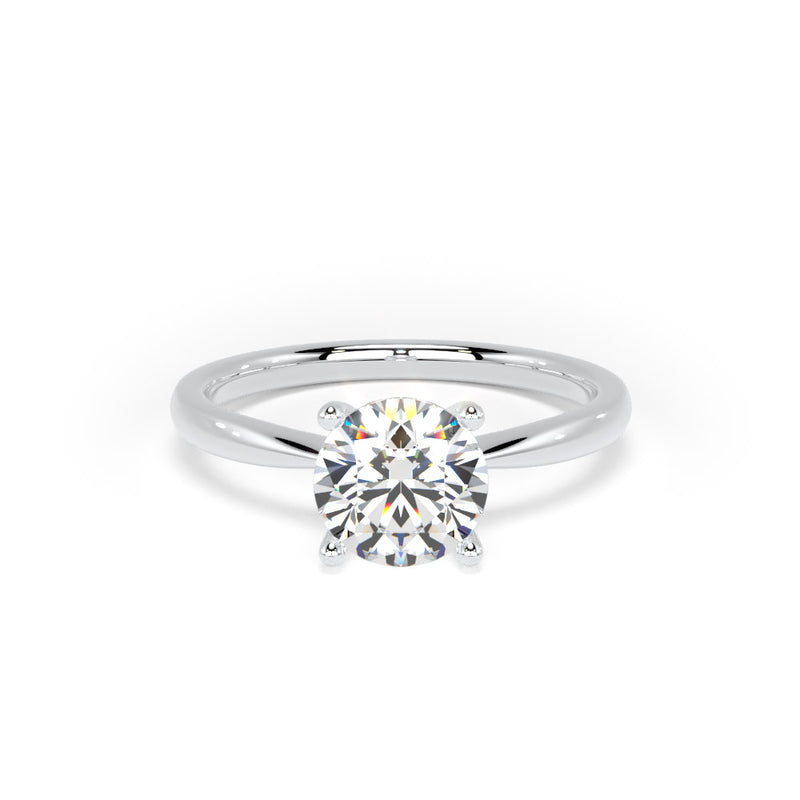 Round Diamond Platinum Engagement Ring, Raised Open Gallery Solitaire | RPP03-50