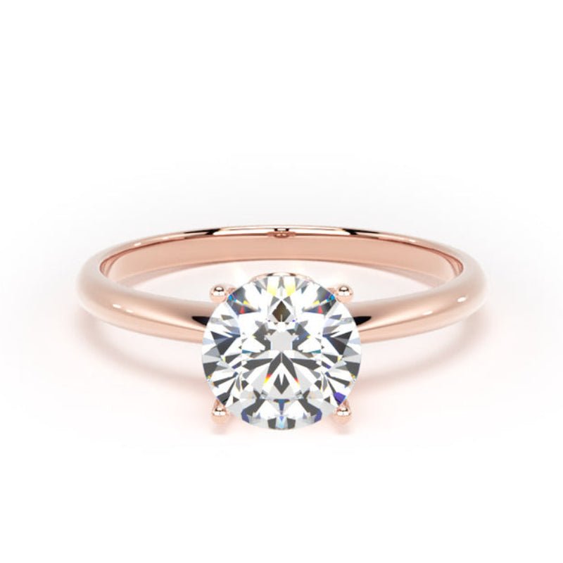 Round Diamond Engagement Ring, Lotus Head Solitaire | RPP06