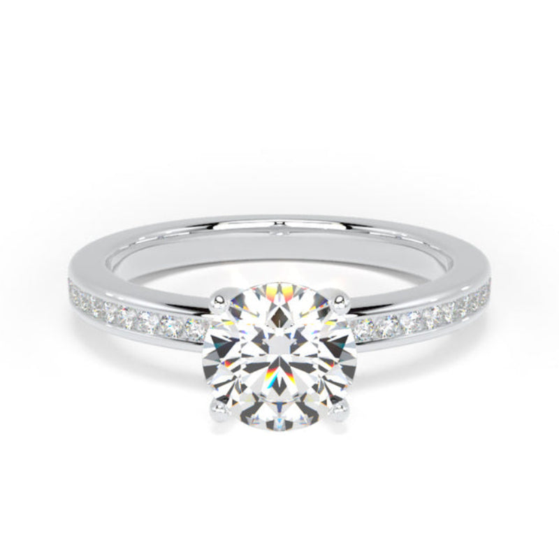 Round Diamond Platinum Ring, Shoulder Set Crossover Head | LGR RSC01