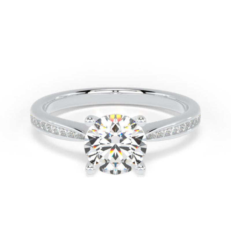 Round Shoulder Set Platinum Ring, Raised | RSC02 LGR