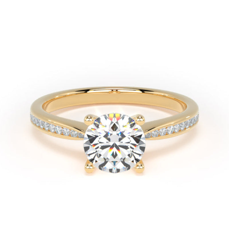 Round Diamond Engagement Ring, Channel Shoulder Set Raised | RSC02