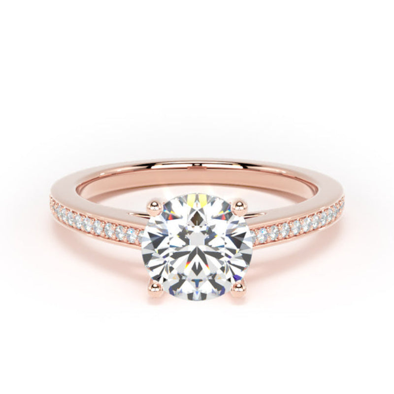 Round Shoulder Set Rose Gold Ring | RSG01 SMR